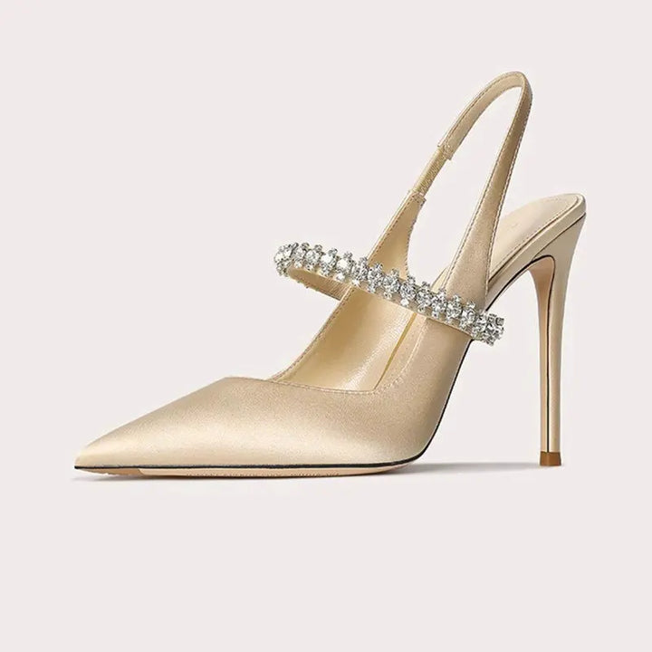 Satin Slingback Heels with Pointed Toe for Women