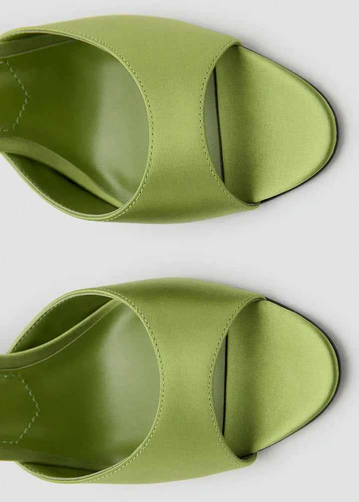 Satin High Heel Mules with Open Toe for Women
