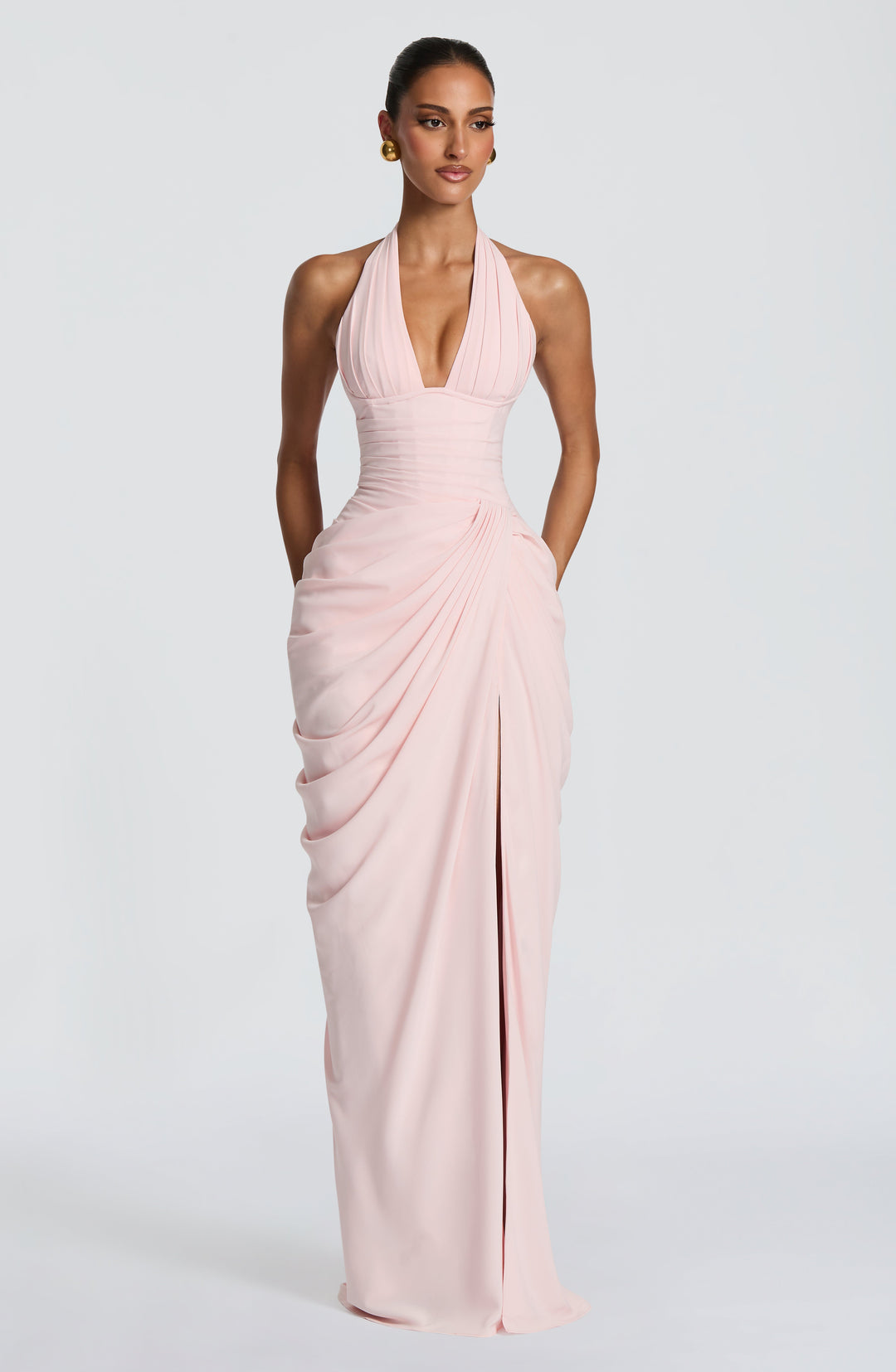 Blush Satin Maxi Dress