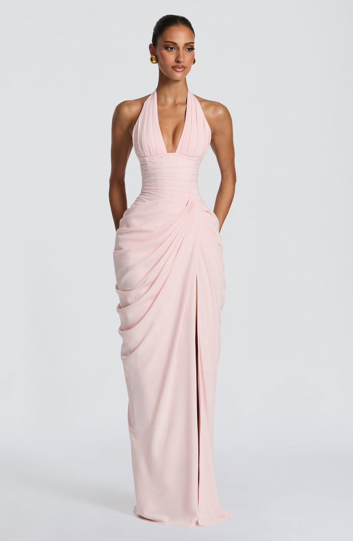 Blush Satin Maxi Dress