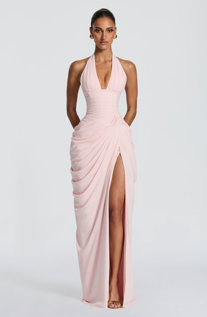 Blush Satin Maxi Dress