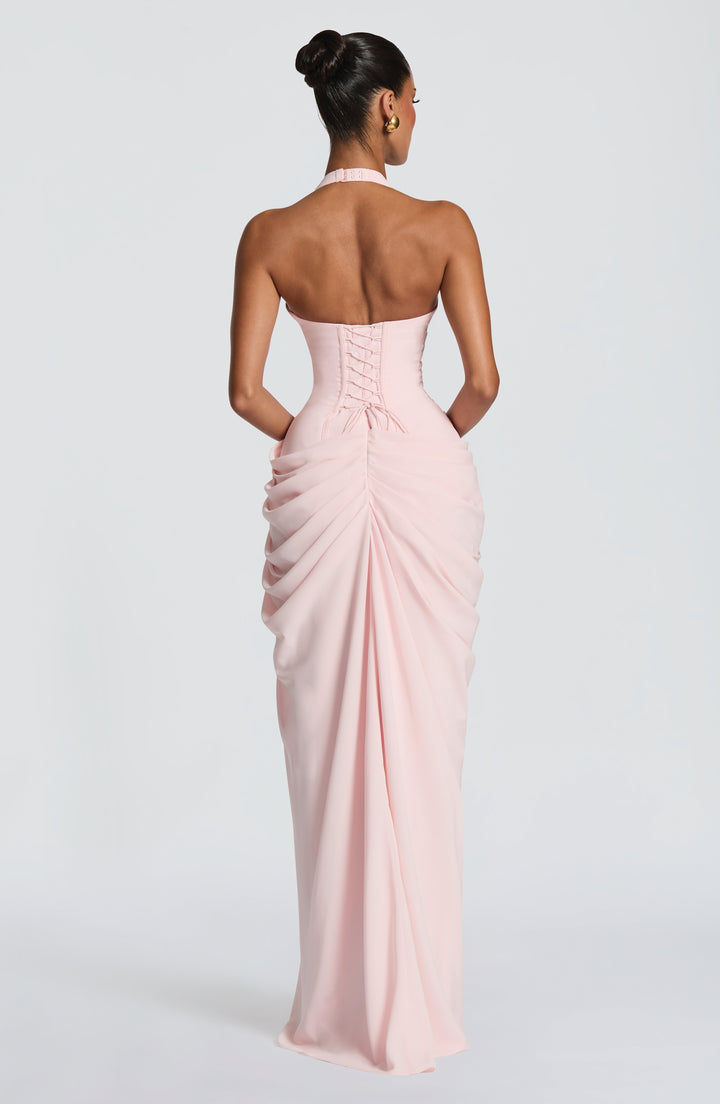 Blush Satin Maxi Dress