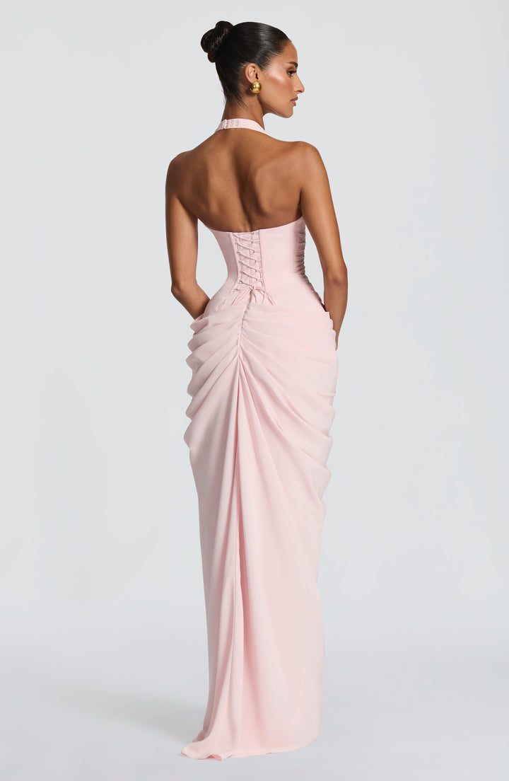 Blush Satin Maxi Dress