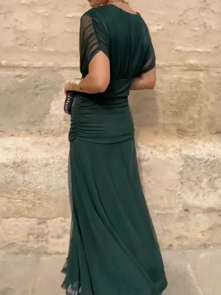 Elegant Dress With V-Neckline