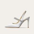 Satin Slingback Heels with Pointed Toe for Women