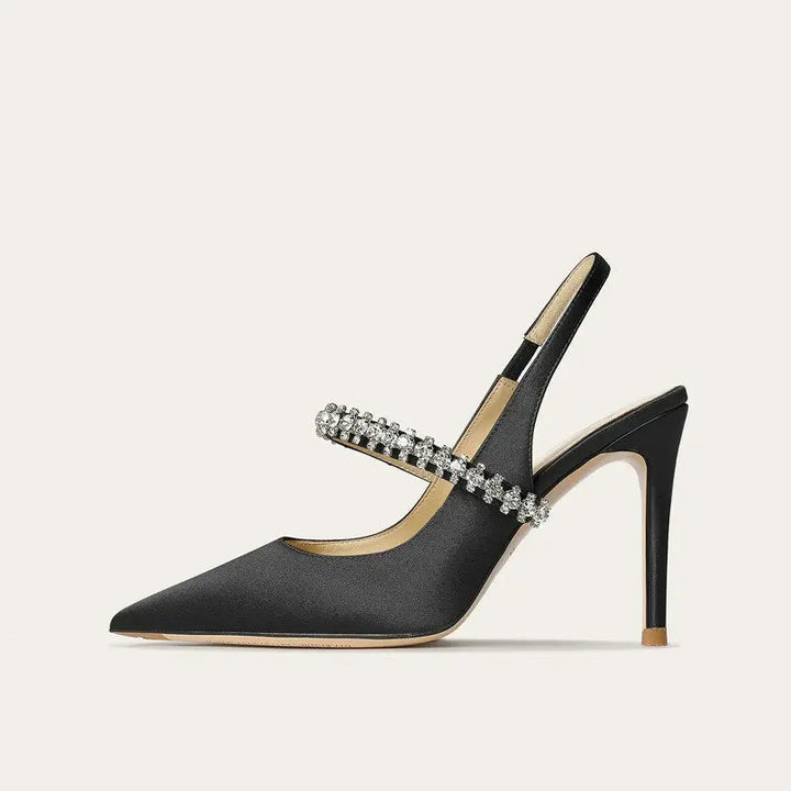 Satin Slingback Heels with Pointed Toe for Women