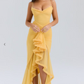 Ruched Ruffle Dovetail Party Dress