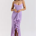 Ruched Ruffle Dovetail Party Dress