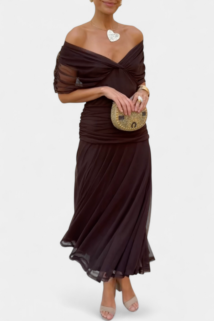 Elegant Dress With V-Neckline