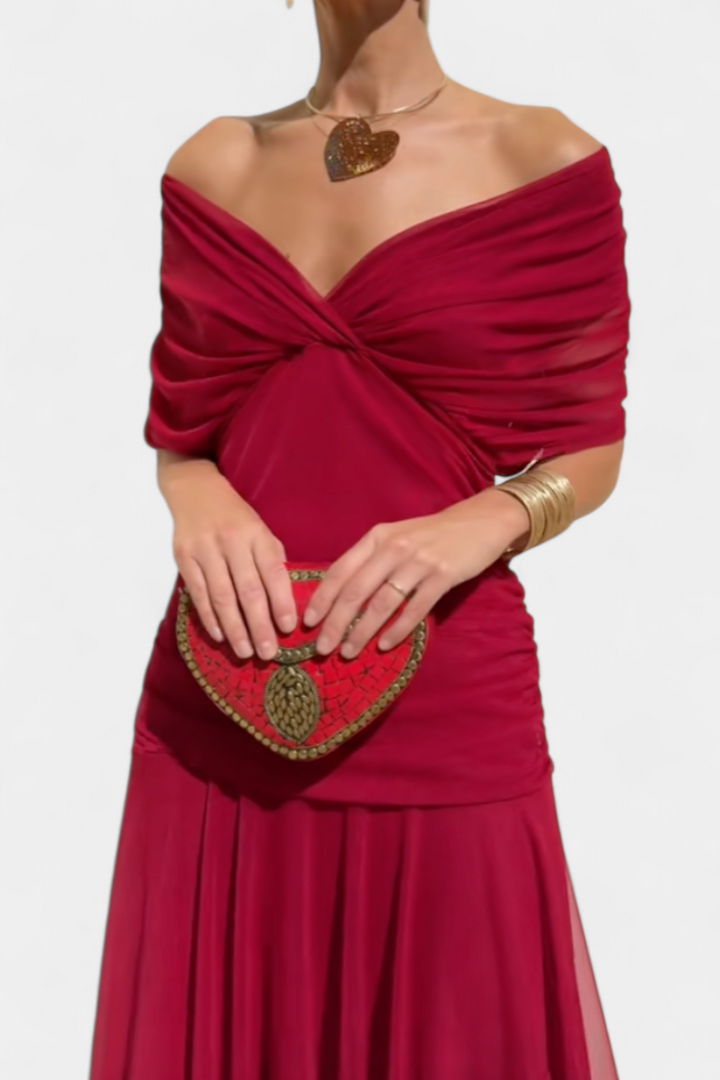 Elegant Dress With V-Neckline