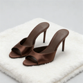 Satin High Heel Mules with Open Toe for Women