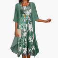Watercolour Floral Midi Dress Chiffon Jacket Two Piece Set