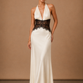 Women’s Satin Halter Maxi Dress – Elegant Wedding Guest | Areleon