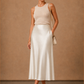 Women's Satin Midi Skirt – Elegant A-Line Flowing | Areleon