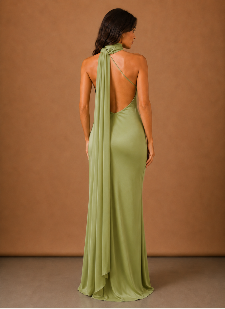 Women’s Satin One Shoulder Maxi Dress – Elegant Evening Occasion | Areleon