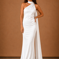 Women’s Satin One Shoulder Maxi Dress – Elegant Evening Occasion | Areleon