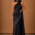 Women’s Satin One Shoulder Maxi Dress – Elegant Evening Occasion | Areleon