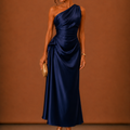Women’s Satin One Shoulder Midi Dress – Elegant Wedding Guest | Areleon