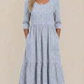 Women's Casual Dress Striped Crew Neck Half Sleeve Midi Dress