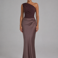 Women's Wedding Guest Dress | One-Shoulder Maxi Satin