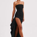 Women's Black Dress Slit Strapless | Evening Party