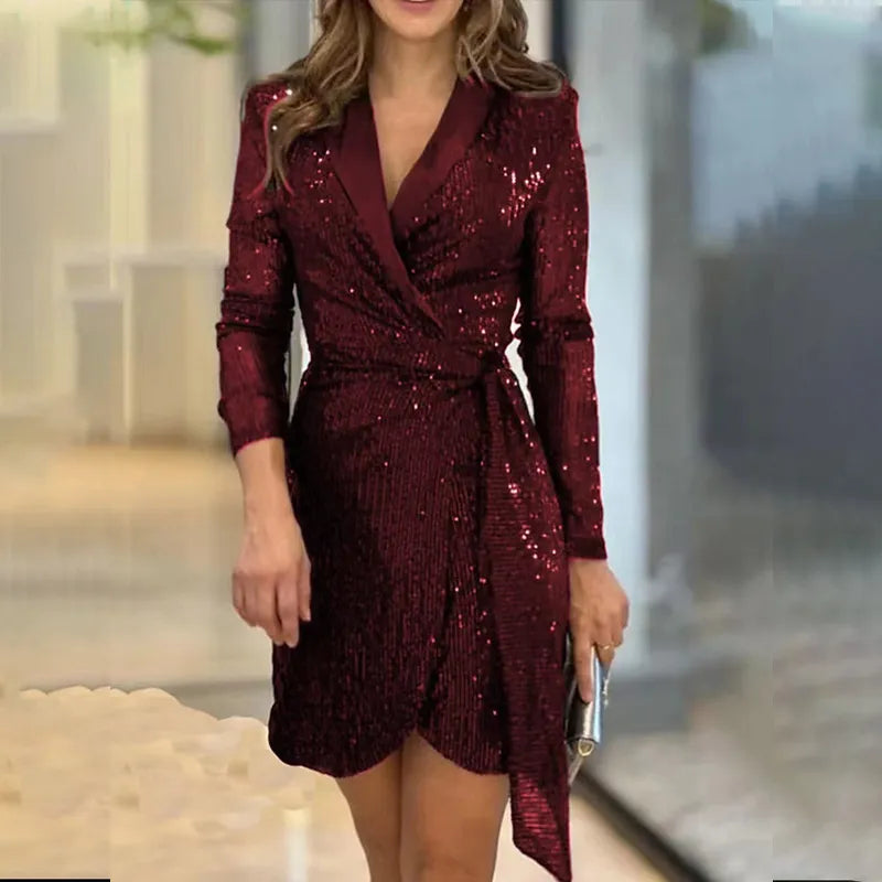 Women’s Blazer Dress Sequin Wrap Mini | Party