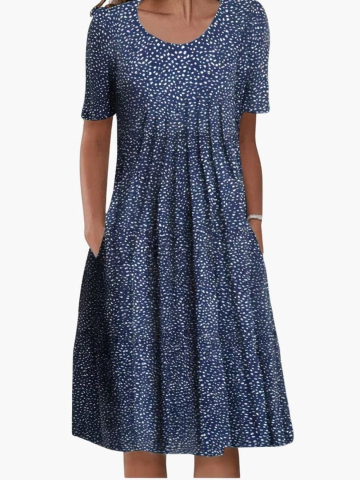 Women's Floral Print Summer Midi Dress With Ruffle Hem and Side Pockets