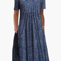 Women's Floral Print Summer Midi Dress With Ruffle Hem and Side Pockets