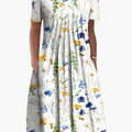 Women's Floral Print Summer Midi Dress With Ruffle Hem and Side Pockets