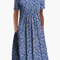 Women's Floral Print Summer Midi Dress With Ruffle Hem and Side Pockets