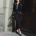 Women's Long Sleeve Dress Ribbed Collar | Maxi Style