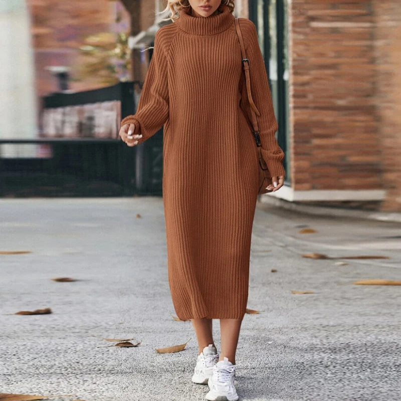 Women's Long Sleeve Knit Dress | Roll Neck