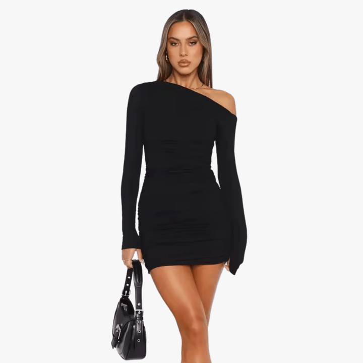 Women's Long Sleeve Mini Dress One Shoulder | Party