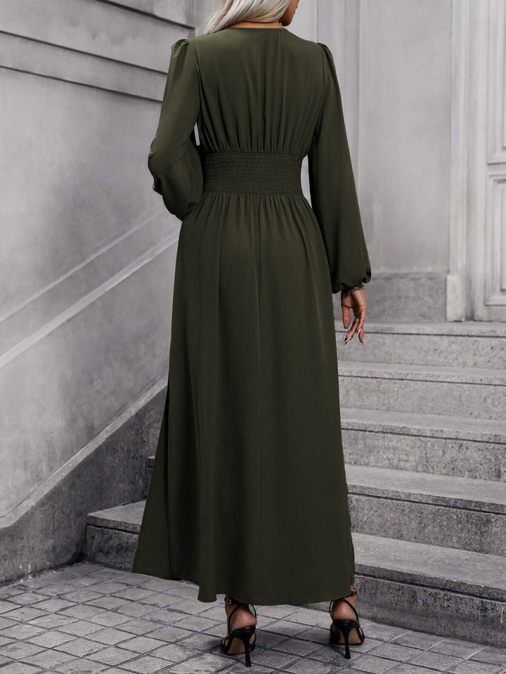 Women's Slit Dress Long Sleeve Midi | Wedding Guest