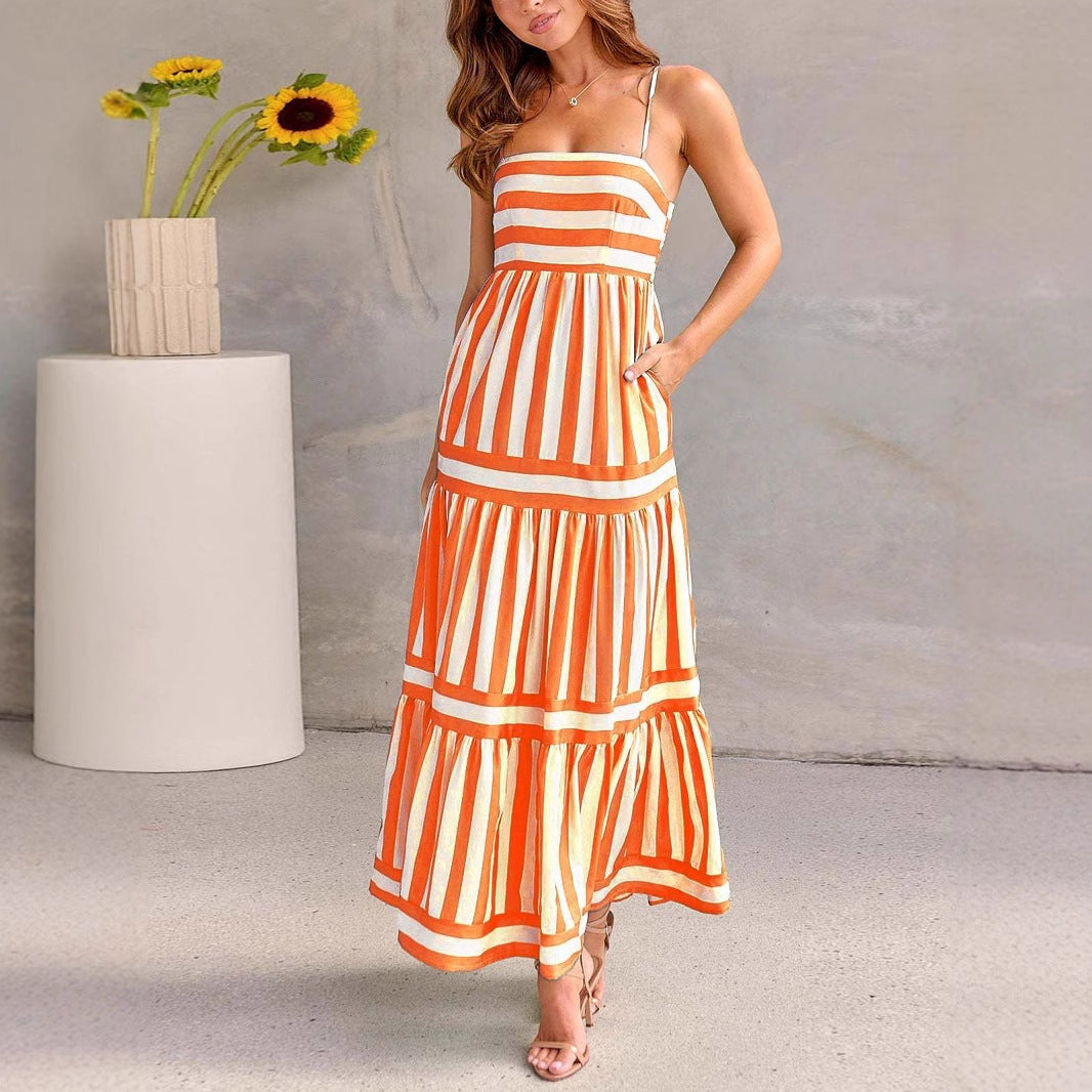 Women's Summer Dress Striped Maxi | Casual