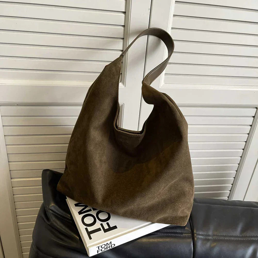 Soft Suede Shoulder Tote Bag For Women