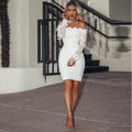 Women’s Wedding Dress Mini Off Shoulder With Long Sleeves | Bridal Gown