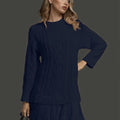 Women's Winter Dress Cable Knit with Pleated Hem | Long Sleeve