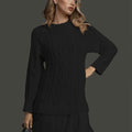 Women's Winter Dress Cable Knit with Pleated Hem | Long Sleeve