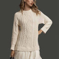 Women's Winter Dress Cable Knit with Pleated Hem | Long Sleeve