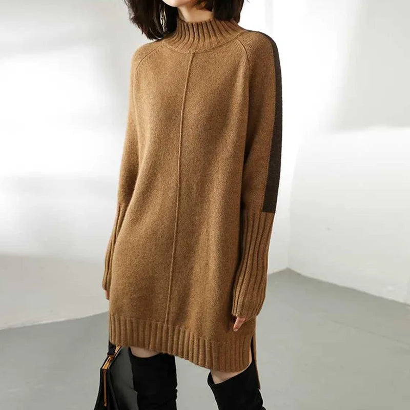 Women's Winter Dress Knit with Turtle Neck & Long Sleeve | Mini