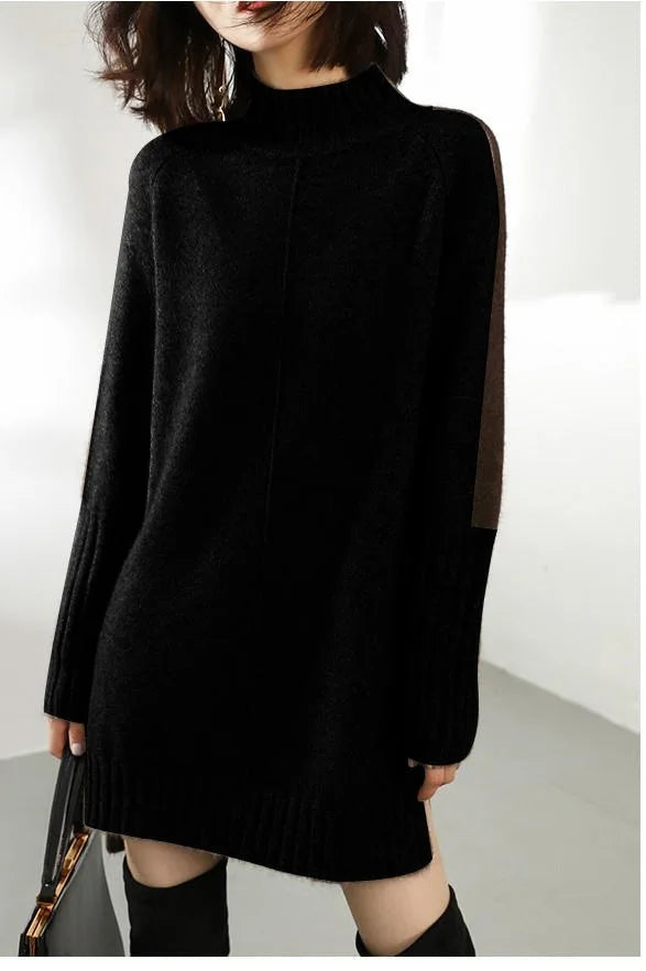 Women's Winter Dress Knit with Turtle Neck & Long Sleeve | Mini