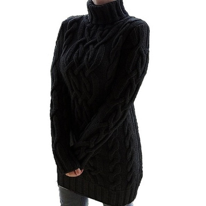 Women's Sweater Dress | Turtleneck Cable Knit Relaxed