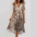 Elegant Short Sleeve Printed Dress