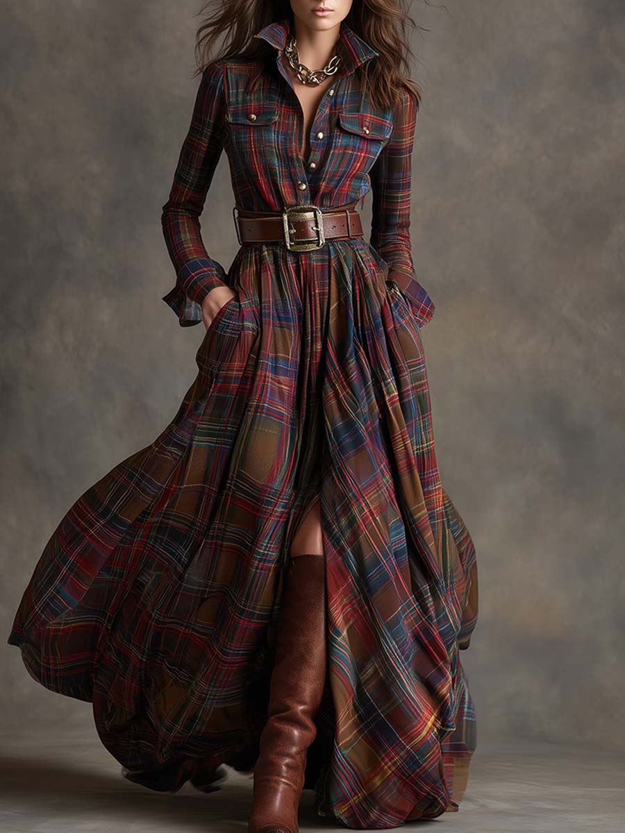 Classic Belted Button-Up Shirt Dress
