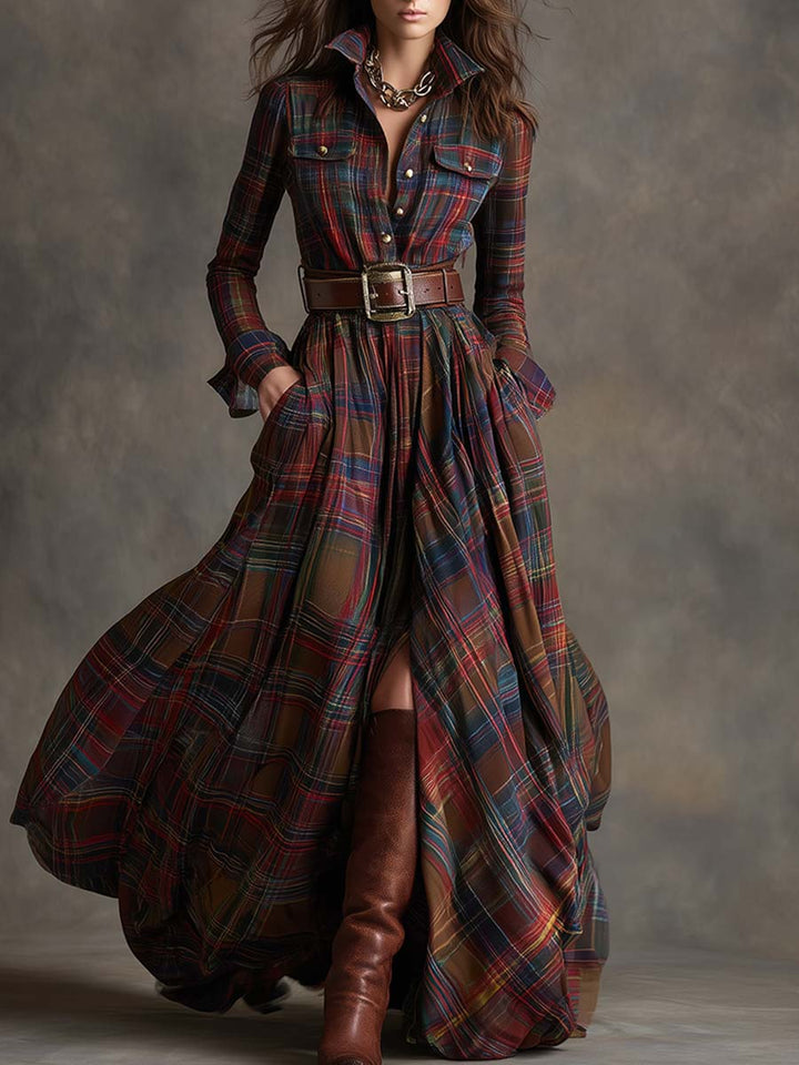 Classic Belted Button-Up Shirt Dress