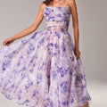 Women's Floral Spaghetti Strap A-Line Midi Dress