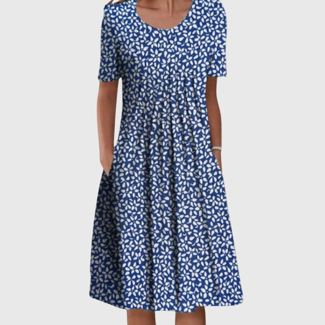 Elegant Round Neck Printed Dress