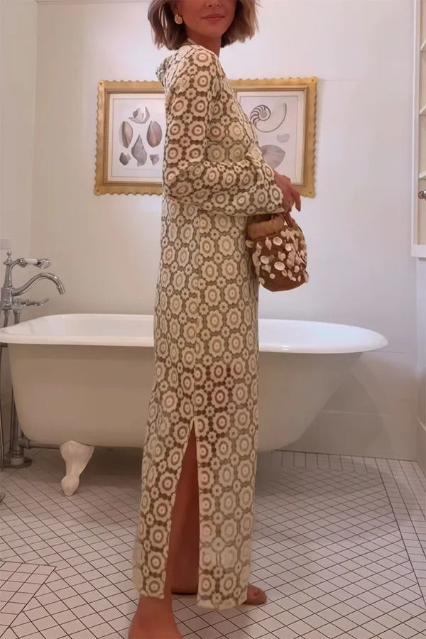 Floral Long Sleeve Midi Dress