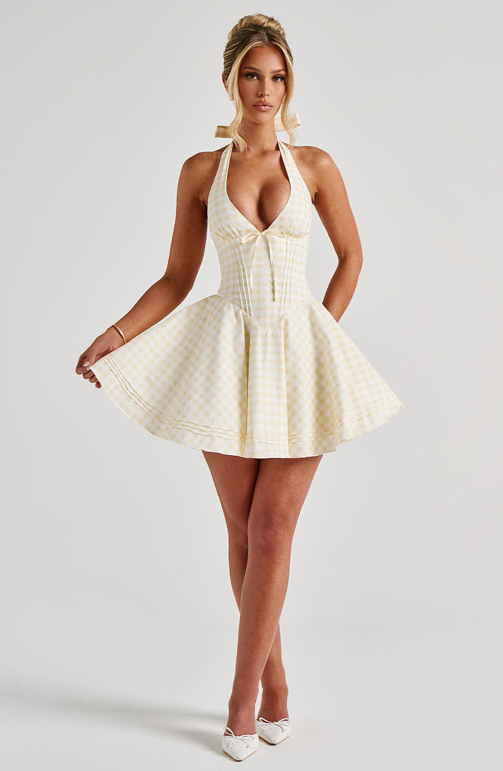 Lemon Gingham Mini Sundress